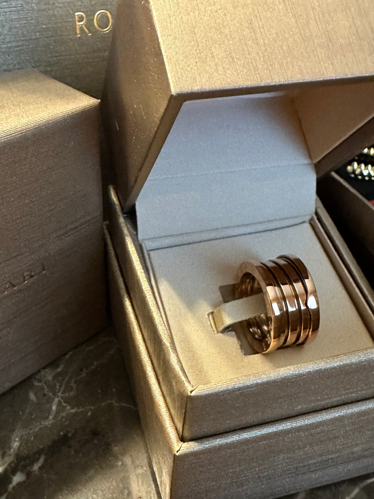 Bulgari rose gold ring, size 6