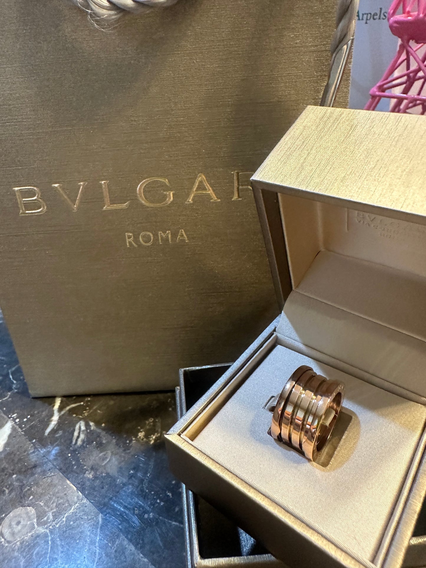 Bulgari rose gold ring, size 6